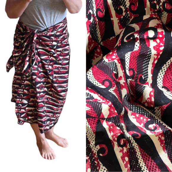 Beautiful Cotton large scarf sarong Indonesian antique style block print wrap - Picture 10 of 10